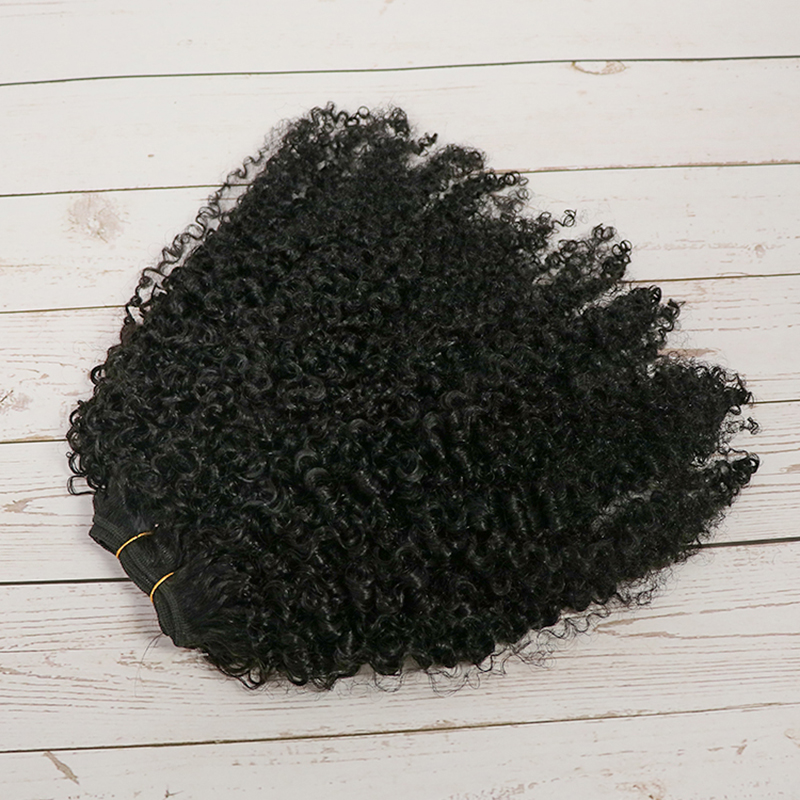 Extensões de cabelo humano encaracolado afro, 100 g/pc, cabelo remy peruano, cor preta natural, trama dupla, 1/3/pçs, conjunto de extremidade completa
