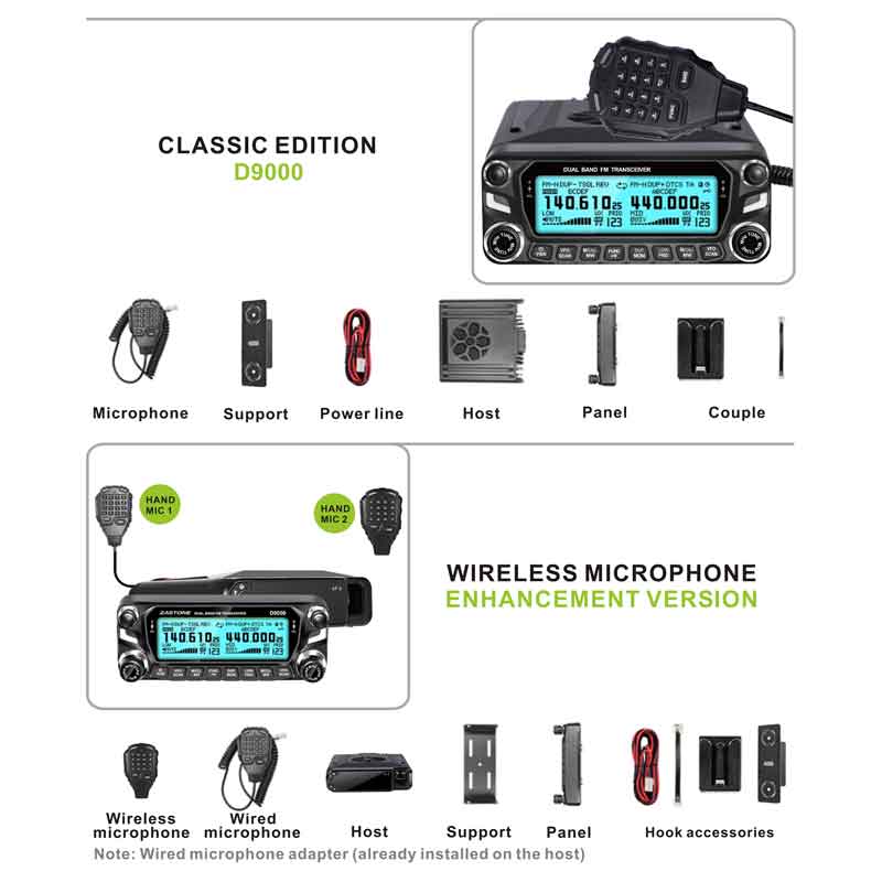 Zastone D9000 Car walkie talkie Radio Station 50W UHF/VHF 136-174/400-520MHz Dwukierunkowy radiotelefon Ham HF Transceiver