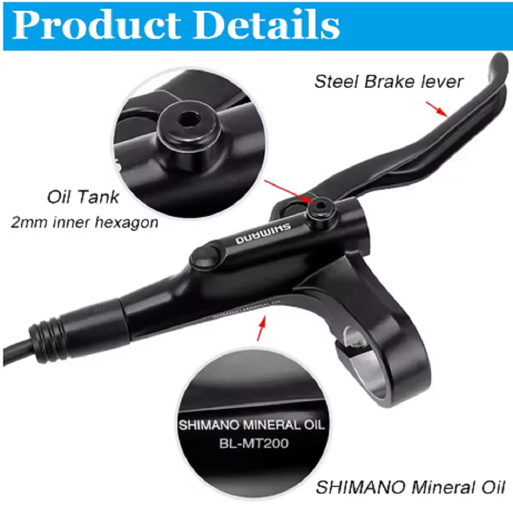 Original Shimano MT200 MT201 M315 จักรยานเสือภูเขา MTB เบรคไฮดรอลิก MT200 เบรค 2 ลูกสูบ 3 นิ้วเหล็ก LEVER BL-MT200