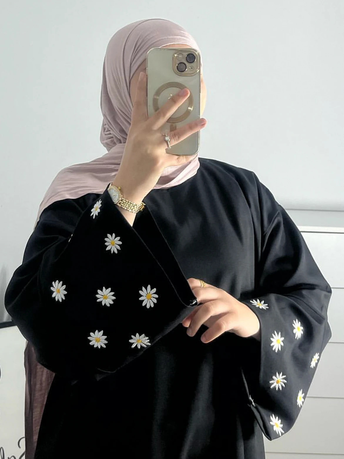 Eid-女性のためのイスラム教徒のドレス,花の刺繍,ラマダン,モロッコ,ドバイ,アバヤ,カフタン,ジャヤ,jalabiya,eid,2024