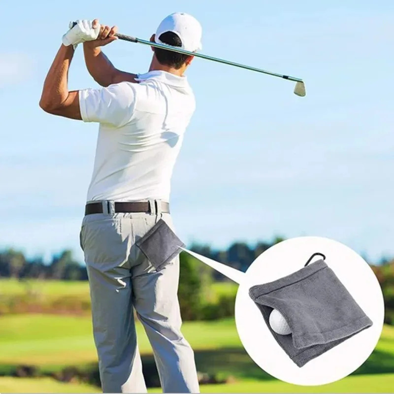 Toalha de limpeza de bola de golfe de microfibra quadrada com mosquetão gancho limpador de absorção de água clube de golfe para cabeça limpar pano limpo