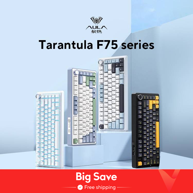 AULA F75 2.4G Teclado mecânico para jogos sem fio/Bluetooth/com fio RGB personalizado 75% layout OEM estrutura de junta de perfil