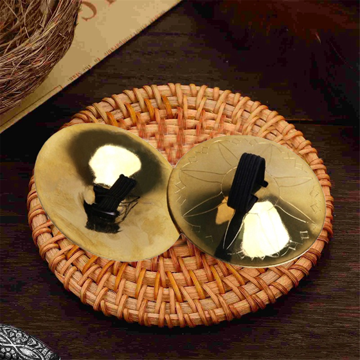 A71P 4 peças de pratos de dedo de cobre, pratos de dedo pequenos para dança do ventre, pratos de dedo de equipamento musical