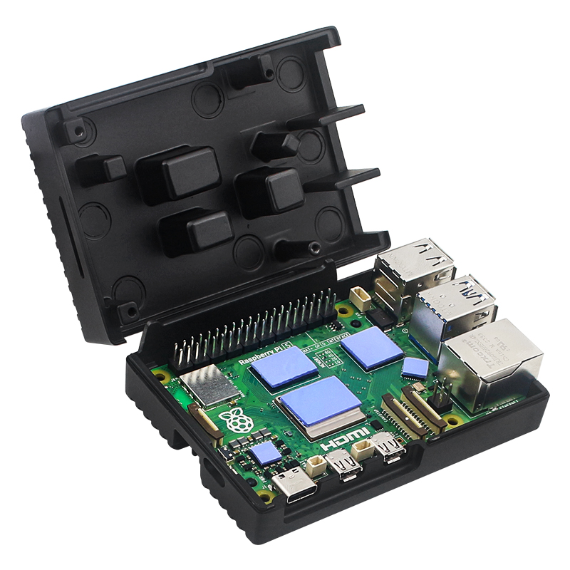 Raspberry Pi 5, Aluminiumgehäuse, passive Kühlung, gepanzertes Metallgehäuse, geräuschlose Wärmeableitung für RPI5 Pi5