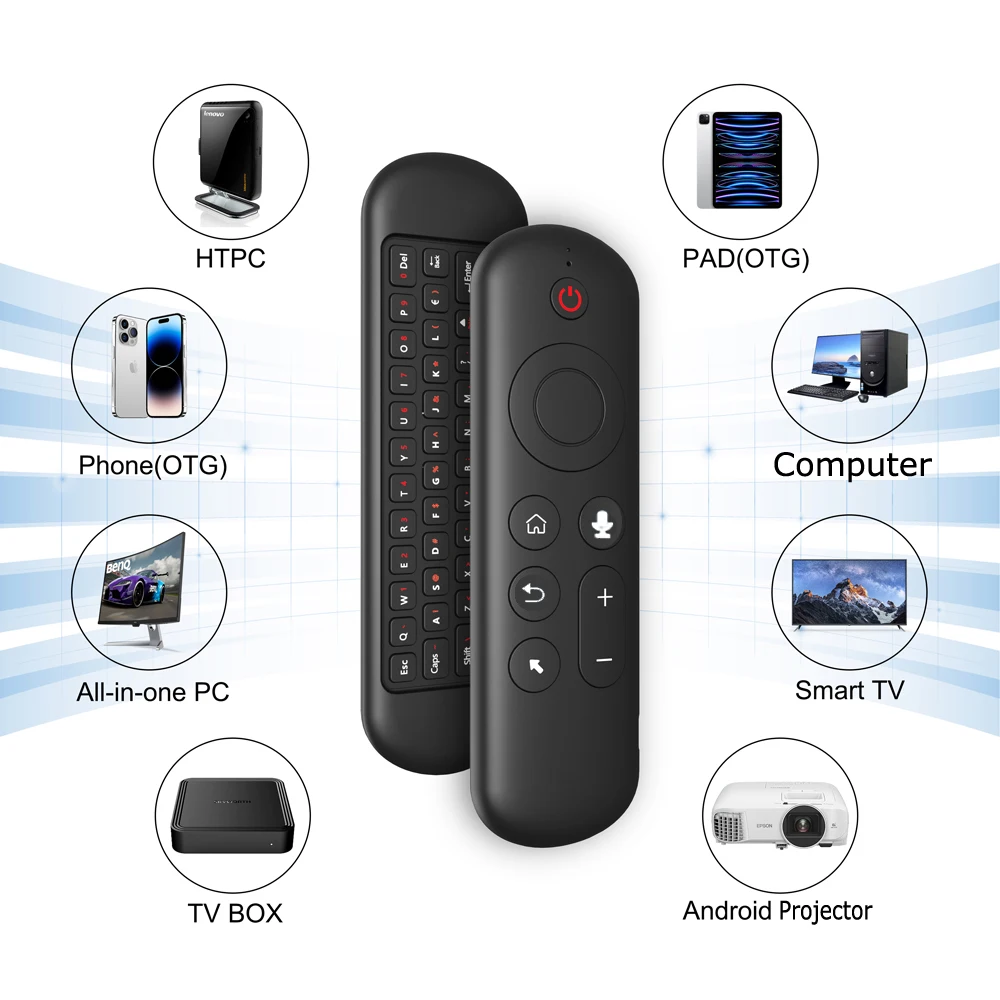 Remote Control Air Mouse Voice Gyroscope 7 Color Backlit Mini Keyboard Dual Mode 2.4G BT5.2 Wireless For Android Smart TV Box PC