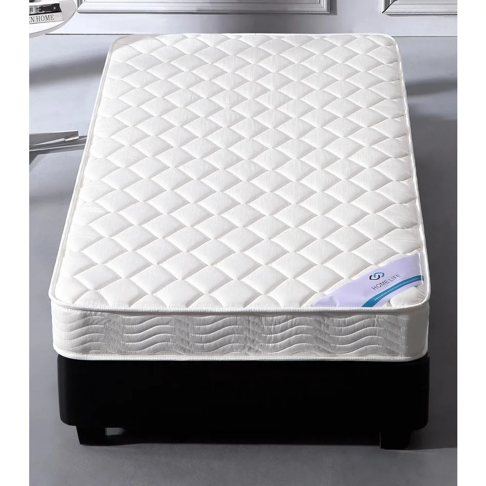 Home Life 6 inch Twin Bed Mattress - Hybrid Euro Top Comfort Sleep - Eco-Friendly, Breathable Innerspring Twin Size Mattress