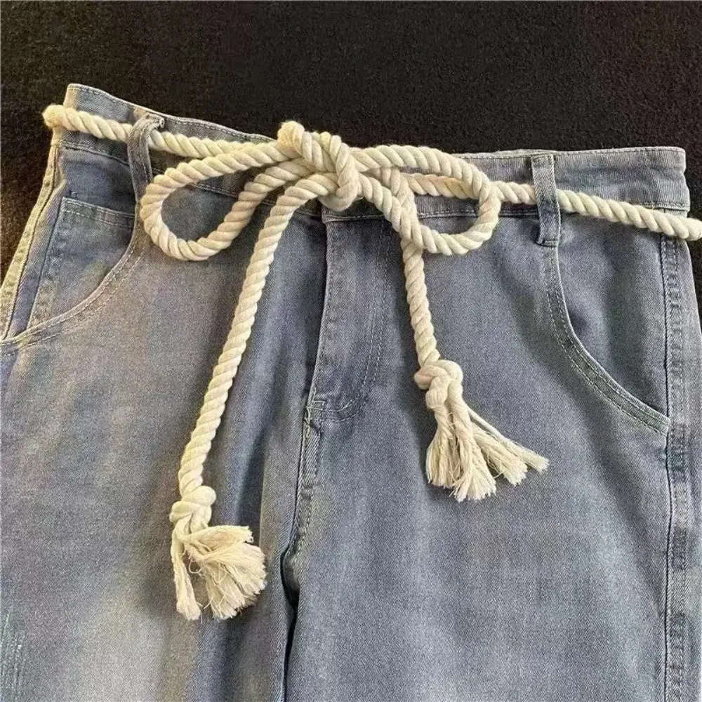 Cinto de corda grosso retrô para homens e mulheres, cinto versátil, cinto de estudante, estilo Ins, versátil, Y2K, 1pc