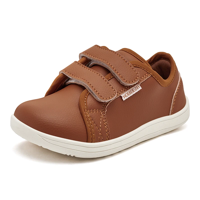 HOBIBEAR Kinder-Barfußschuhe, kleine/große/kinder, breite Zehen, minimalistische Turnschuhe, leichte Kunstlederschuhe mit Hakenschlaufe