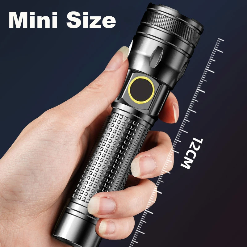 Linterna LED de aleación de aluminio, linterna táctica telescópica recargable de alta potencia con Zoom, luz de Flash, linterna para acampar al aire libre