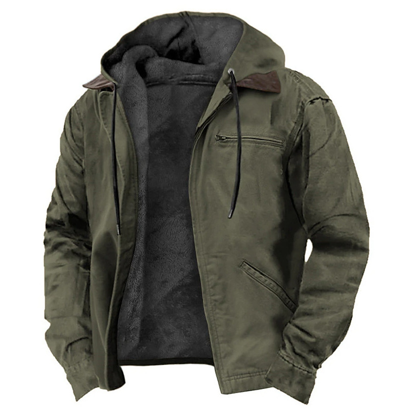 Veste à capuche en coton pour homme, haut minimaliste, confortable, solide, optique décontractée, chaud, hiver, 03, 2024