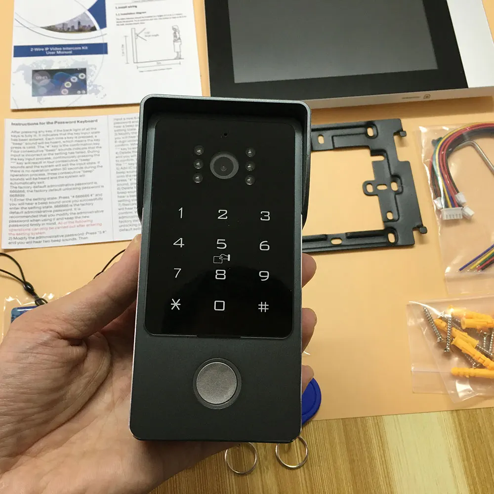 2-проводной Smart Tuya Wi-Fi 1080P видеодомофон видеодомофон 7-дюймовый цветной сенсорный экран с паролем IC-карта разблокировка системы безопасности