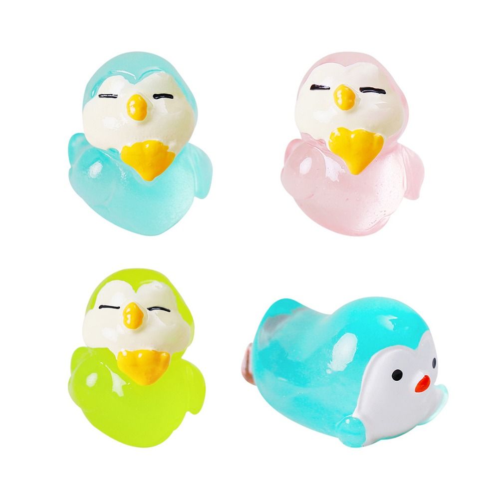 Cute DIY Doll House Luminous Penguin Gardening Gift Miniature Figurines Fairy Mini Animals Figurine