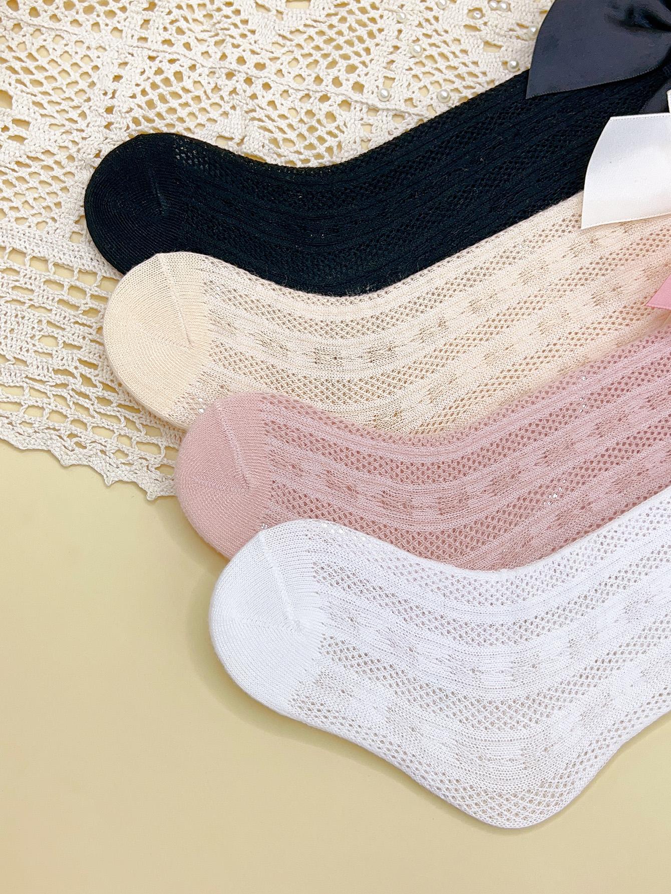4pairs Baby Girl Bow Decor Anti-Mosquio Socks