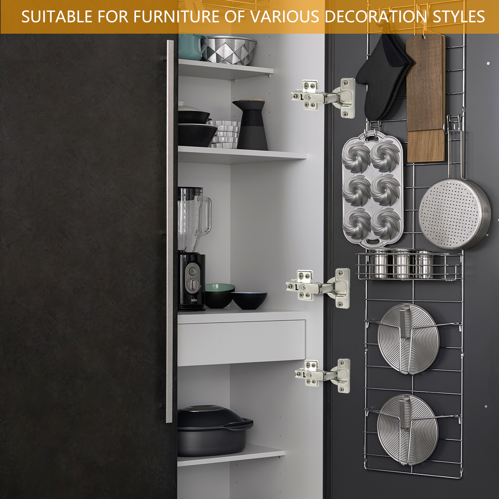 10/20Pcs Door Hinge Stainless Steel Cabinet Door Hinges Hydraulic Damper Buffer Soft Close Quiet Wardrobe Door Concealed Hinges