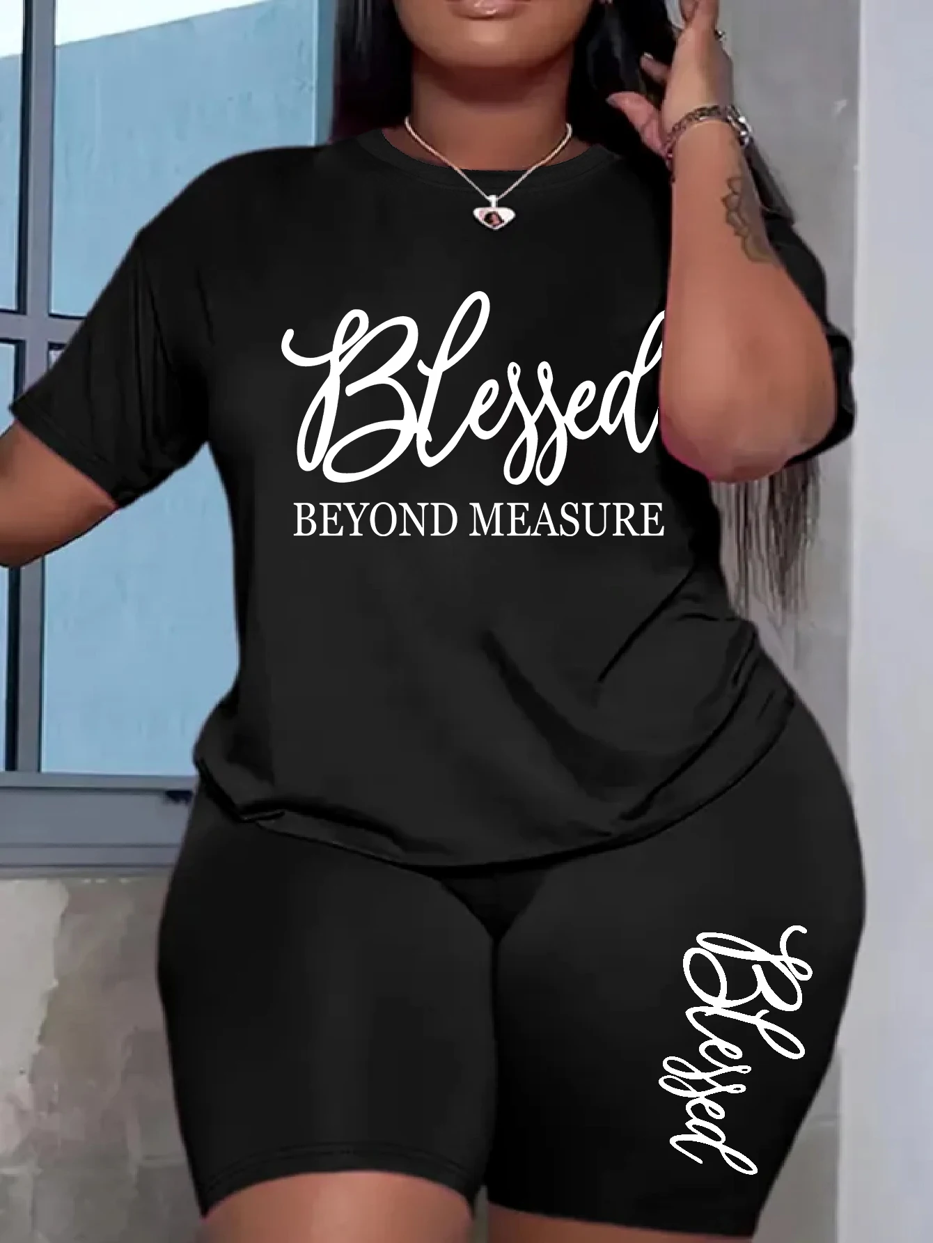 Plus Size Sets für Frauen Sommer 2 Stück gesegnete gedruckte Angebote und Liquidation alles billige elegante Damen Sets kurze Sets