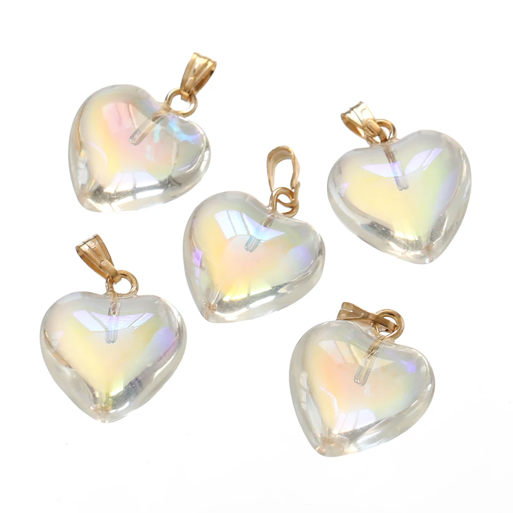 10 ชิ้น/ล็อตภาษาเช็คคํา Lampwork แก้วคริสตัลหัวใจลูกปัด Charms จี้ DIY เครื่องประดับทําด้วยมือทําสร้อยคอต่างหูอุปกรณ์เสริม