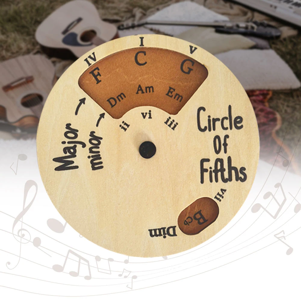 Wooden Chord Wheel Circle of Fifths Guitar Chord Chart Music Theory Melody Tool for Dummies Gifts for Music Lovers Beginner