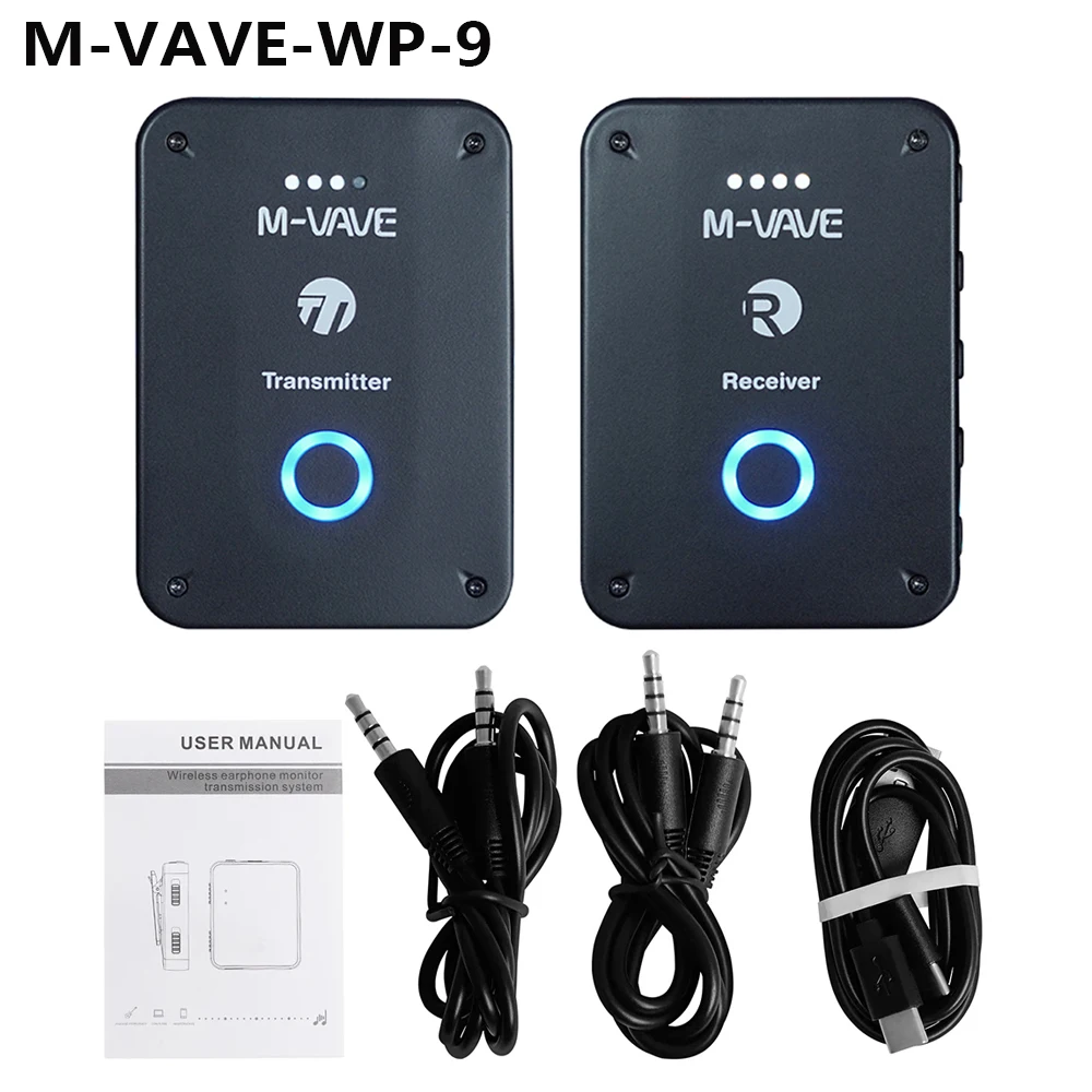 2024 M vave WP-9 Monitor de auriculares inalámbricos recargables 2,4 GHz ISM transmisor receptor compatible con función de grabación Mono estéreo