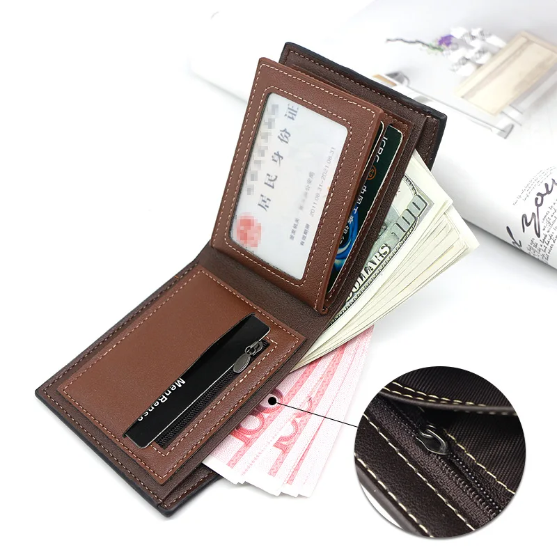 Men's Short PU Leather Large Capacity Wallet, Men's Short PU Leather Wallet, Multi-card Multi-function Card Bag,Durable