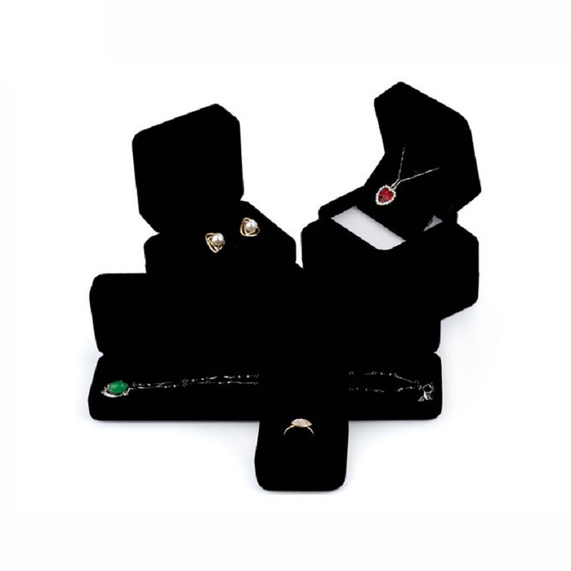 กํามะหยี่สีดําเต็มรูปแบบกล่องเครื่องประดับแหวนต่างหูผู้ถือสร้อยข้อมือกล่องจี้สร้อยคอOrganizerกล่องเก็บเครื่องประดับของขวัญกล่อง