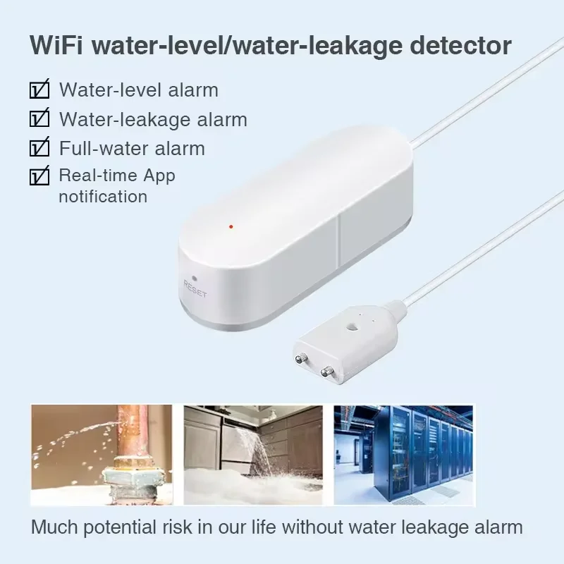 Tuya Wifi Waterlekkagesensor Smart Home Overstromingsdetector App Controle Overstromingswaarschuwing Beveiliging Met Alexa Google