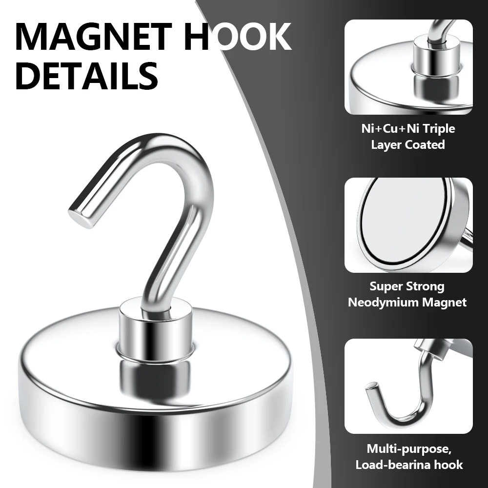 Strong Magnetic Hooks Load-bearing Home Kitchen Bar Storage Hooks Key Storage Hooks Bathroom Hangers Multi-Purpose Magnet Hook