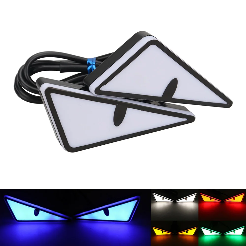 Universal carro led diabo olhos luz demônio olhos farol da motocicleta mini sinal de volta pisca lâmpada cauda luzes decoração automática