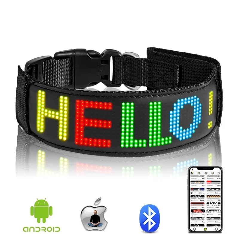 Collare per cani a LED ID fai-da-te Targhetta con targhetta a LED Collari per animali domestici luminosi notturni Collare per cuccioli di sicurezza regolabile per cani di piccola taglia, media e grande