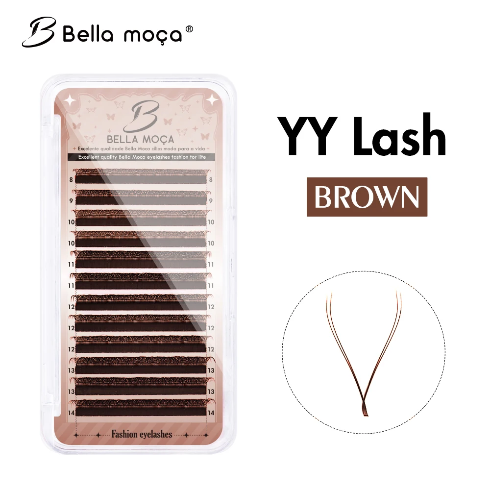 Bella moça YY Shaped Lashes C D L LU L+ Curl Faux Mink Brown/Black Y Lash Supplies