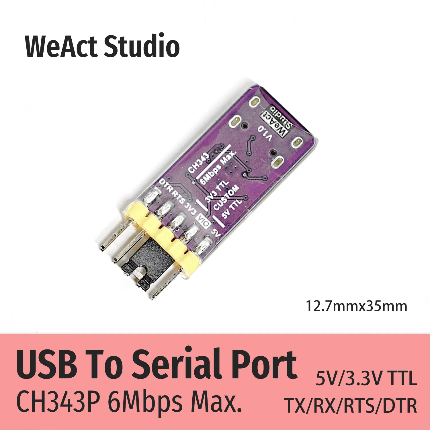 WeAct CH343P CH343 USB a módulo UART serie/TTL interruptor de 3,3 V 5 V en lugar de CH340