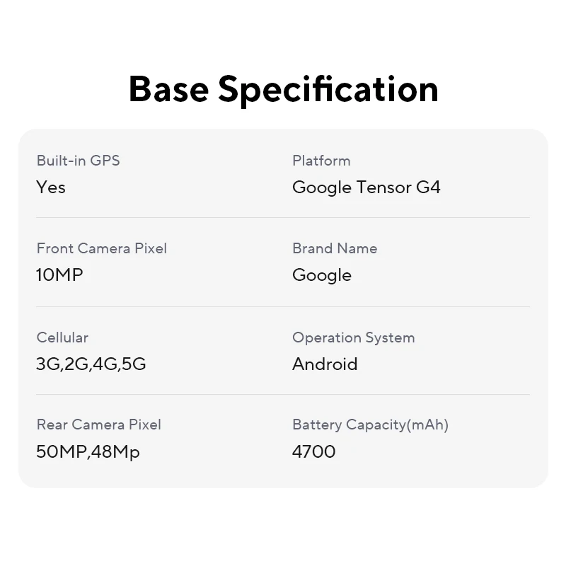 Telefon Google Pixel 9 5G Pojedyncza karta Nano SIM i eSIM 6,3 cala 120 Hz Ekran 12 GB + 256 GB Pamięć 4700 mAh Bateria 50 MP Aparat Android 13