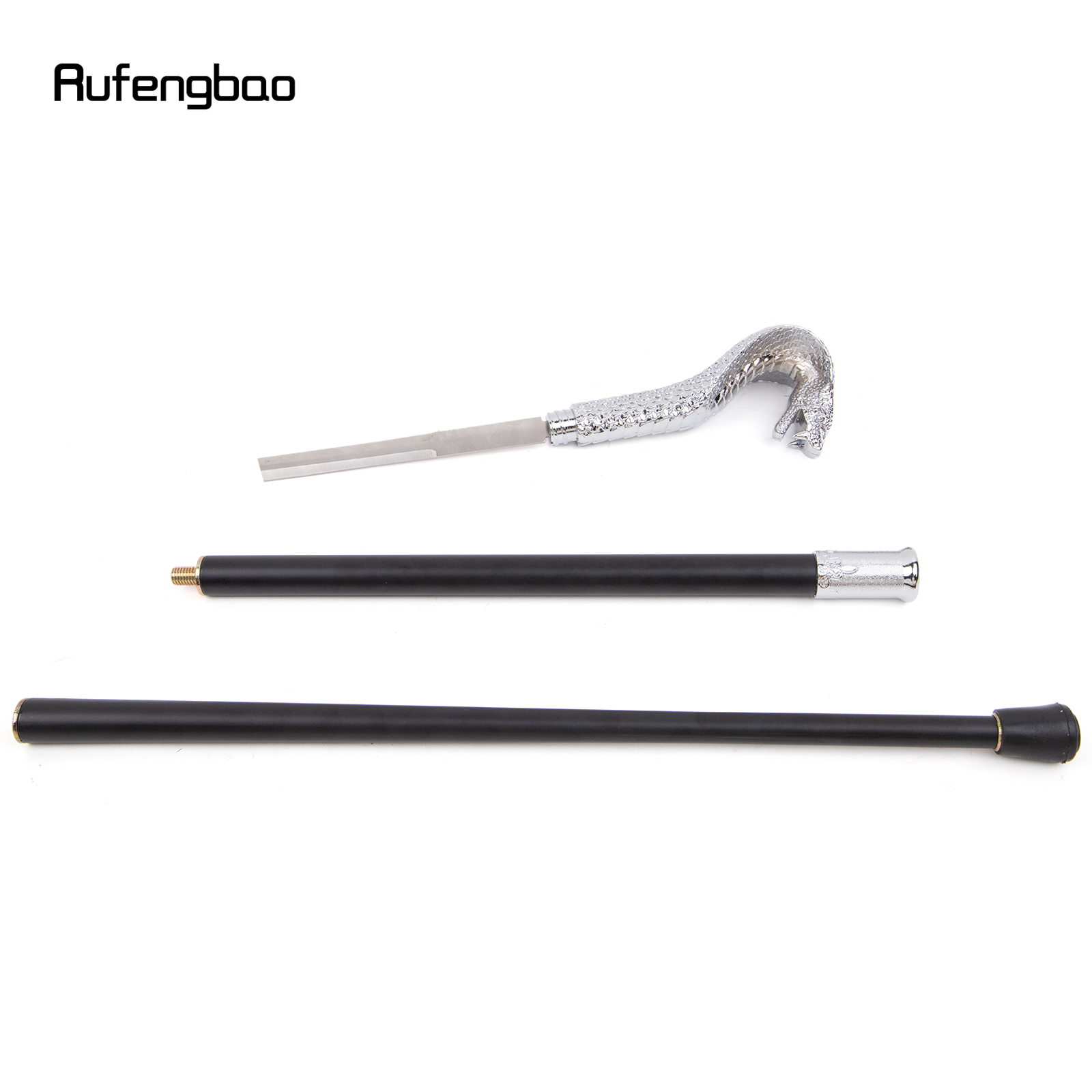 Bastón blanco de lujo con mango de serpiente, bastón con placa oculta, bastón de moda de autodefensa, bastón de Cosplay de 85cm