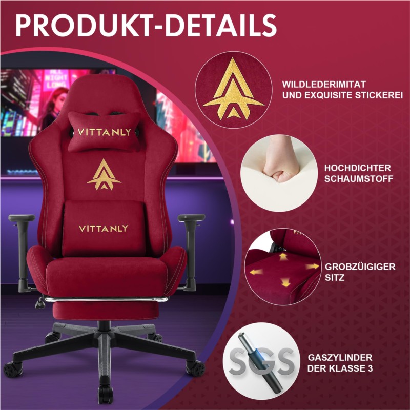 Kitinjoy Gaming Chair For Adults With Footrest Ergonomic Office Chair Desk Chair With Lumbar New Adult Comfortable Office Chair