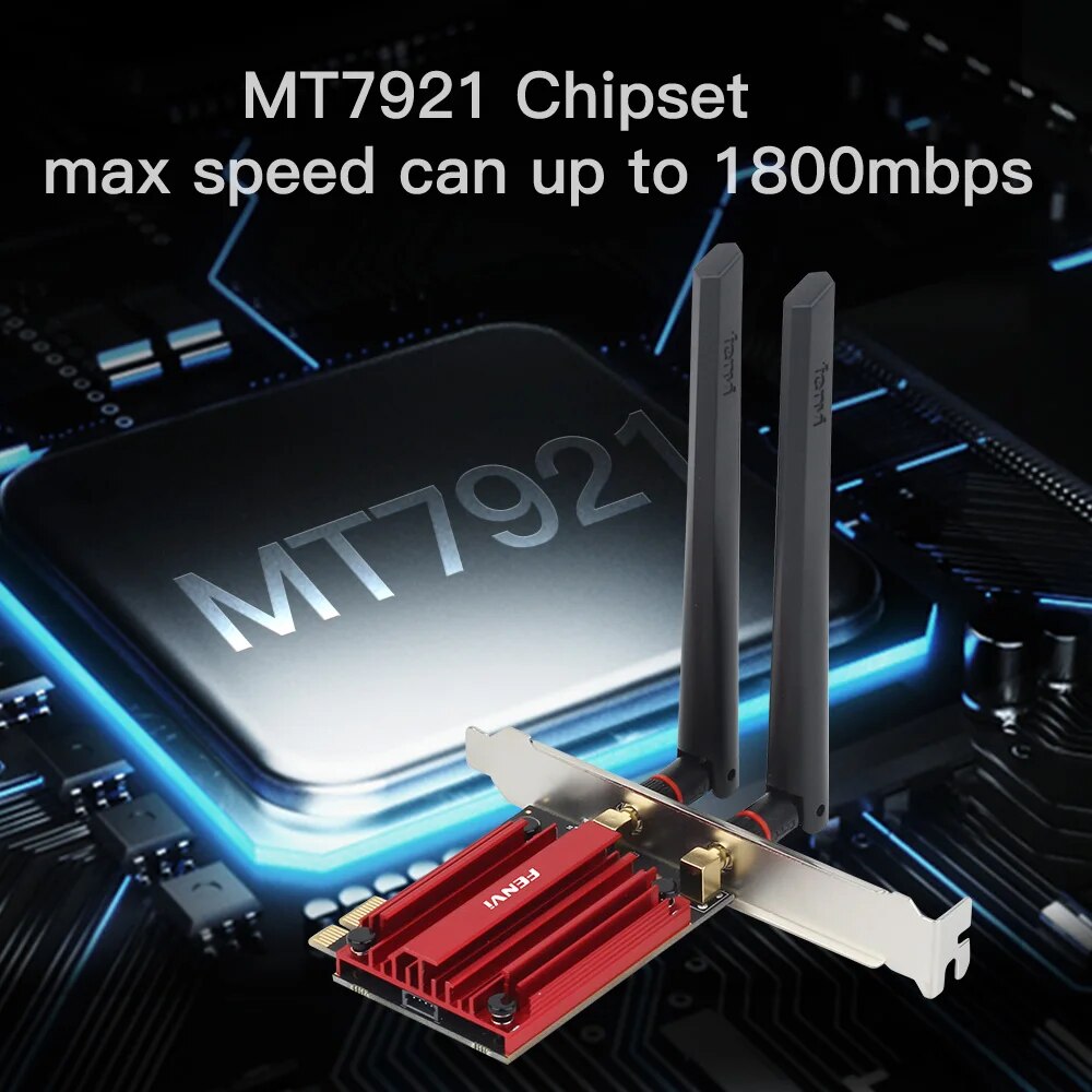Fvi-adaptador WiFi 6 de 1800Mbps, PCI Express adaptador inalámbrico, BT 5,2, banda Dual 802.11AX/AC, tarjeta de red Wi-Fi MT7921, Windows 10/11