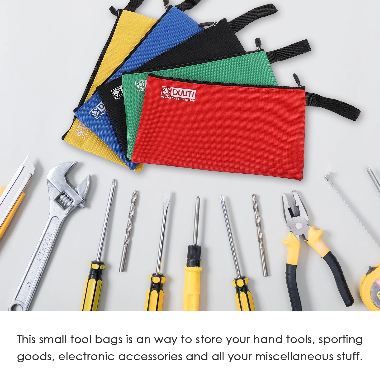 5pcs Heavy Duty Multi-purpose Canvas Zipper Tool Pouches Bag Organize Storage Bags (Assorted Color)