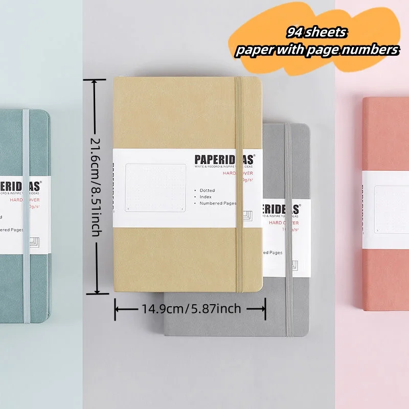 Hardcover A5 Bullet Journals Dot Notebook 188 Seiten 100 g/m2 5,7 x 8,2 Zoll Retro Bandage Candy Color Diary Notebook Journal BUJO