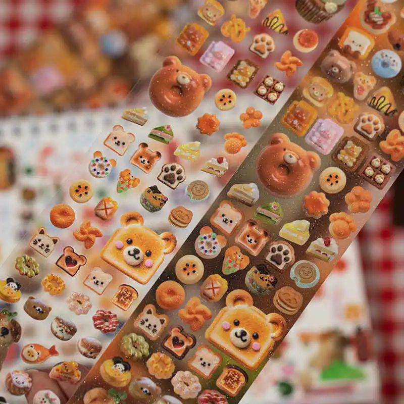 일본 복고풍 귀여운 Y2K 반짝이 장식 접착 테이프 플래너 핸드북 DIY Scrapbooking 저널 콜라주 재료 스티커