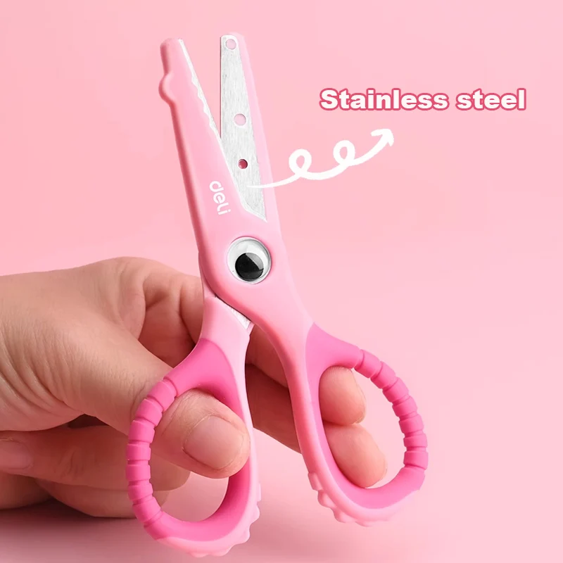 델리 만화 안전 가위 어린이 DIY 수제 공예 종이 절단 학교 문구 작은 전단 귀여운