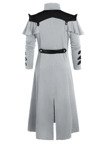 Vintage Men's Gothic Steampunk Long Jacket Trench Coat Retro Medieval Warrior Knight Overcoat Male Victoria Long Coat Plus Size