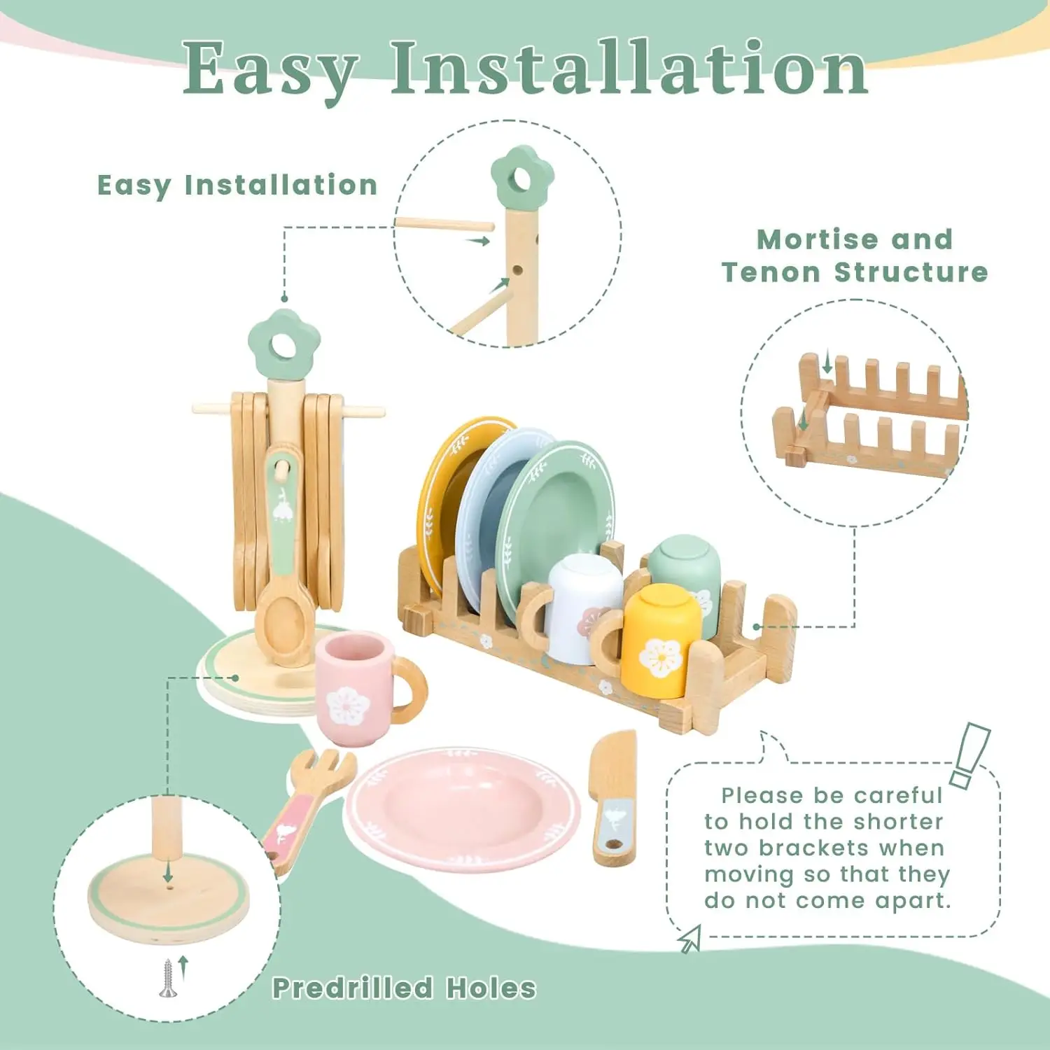 Set da cucina in legno per giochi di finzione Piatti di simulazione Montessori Piatti Accessori Set da gioco da cucina Giocattolo per i più piccoli Regali dai 3 anni in su