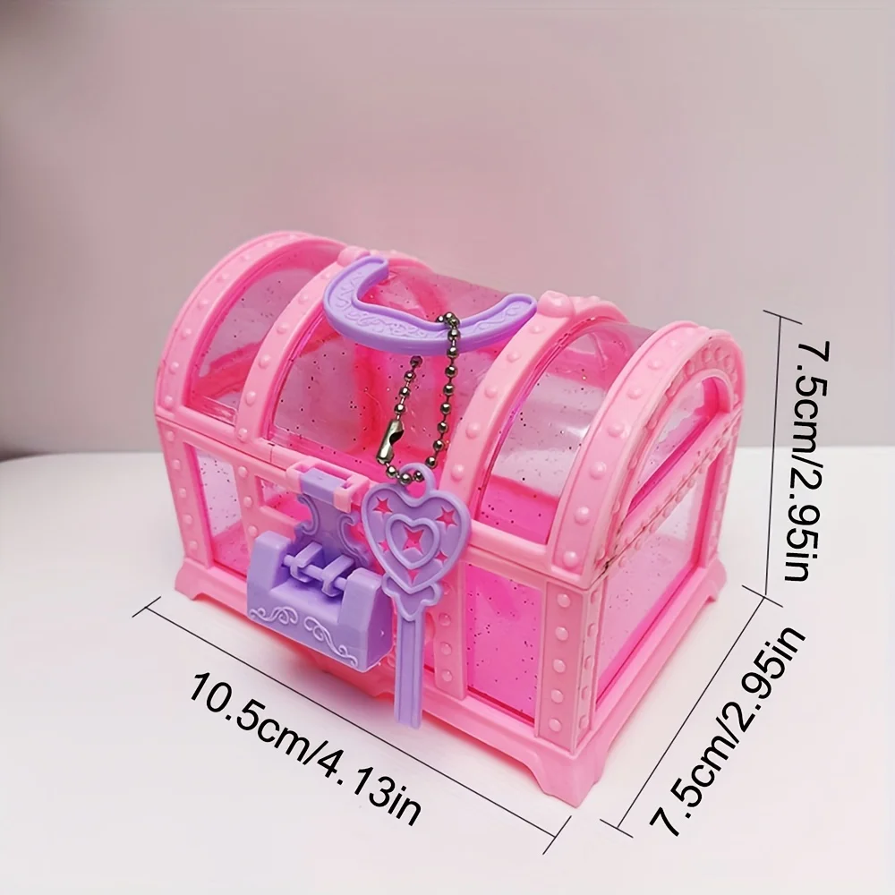 1pc ピンク/パープルのかわいいメイクボックス、ロック付きプラスチックおもちゃ箱、宝箱ジュエリーケース、装飾飾りケース女の子ドレッシング