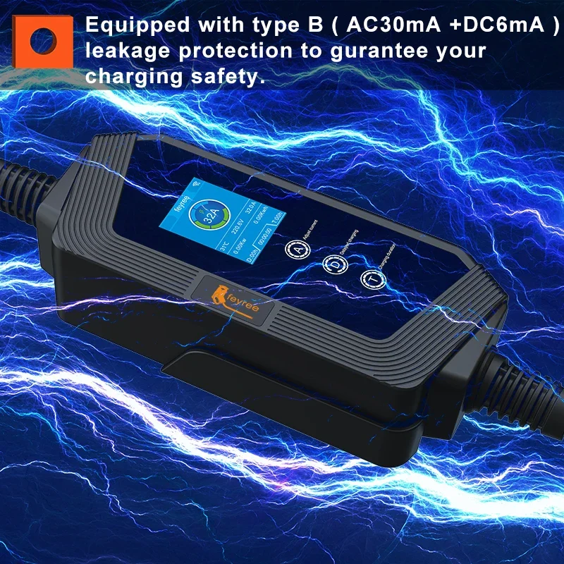 feyree Portable EV Charger with TS-NACS Connector 32A up to 50A 12kw High Power EV wallbox with APP WIFI for All Tesla Models
