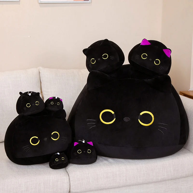 Kawaii gato preto boneca de pelúcia alta qualidade animal gatinho recheado presentes macios para meninos meninas amigos presente das crianças decoração do quarto
