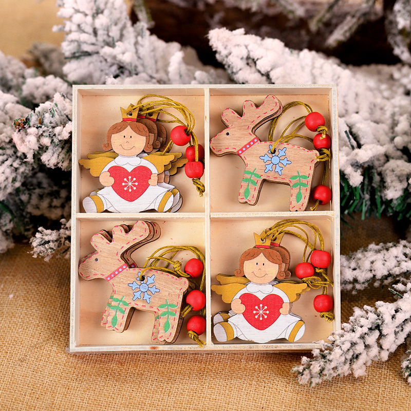 12/9 Chiếc Giáng Sinh Gỗ Mặt Dây Chuyền Bông Tuyết Xmas Cây Treo Đồ Trang Trí Đồ Dùng Trang Trí Giáng Sinh Cho Nhà Navidad Tặng Năm Mới 2023