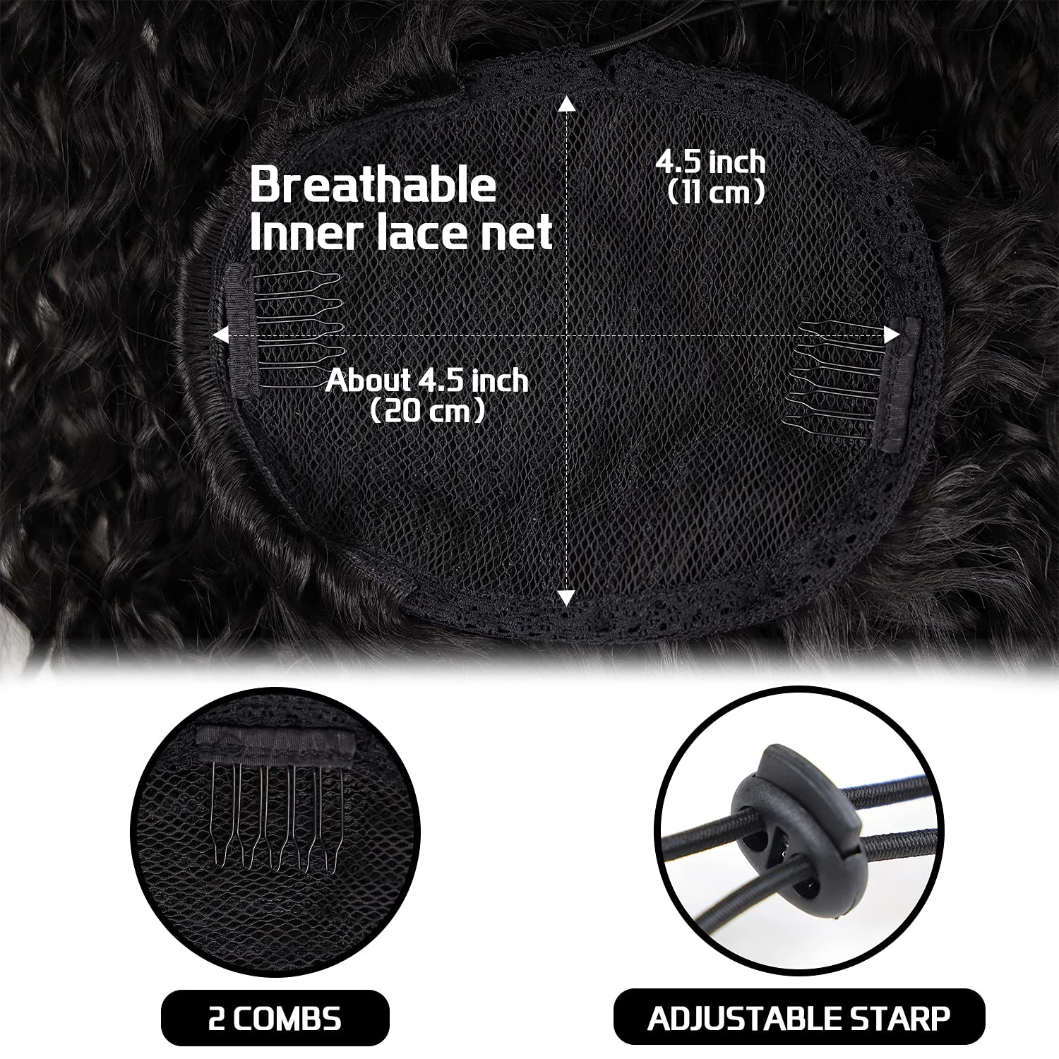 CURLY Drawstring หางม้าคลิปในส่วนขยายของผมบราซิลผมหางม้าวิกผม Water WAVE Hairpiece False Deep WAVE 1 PC