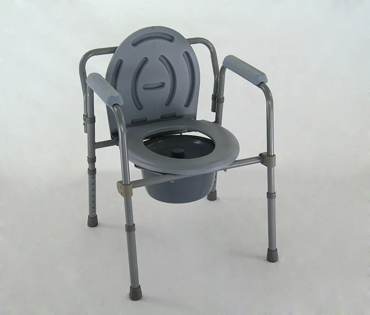 Taburete tipo concha para personas mayores, silla con cubo de inodoro, altura ajustable