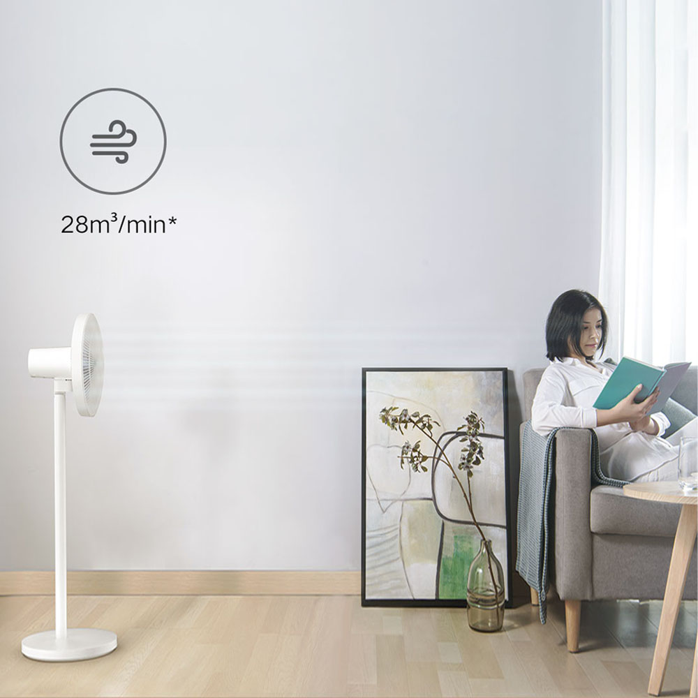 XIAOMI MIJIA vloerventilator, 7 bladen, verstelbare groothoek 90 ° , Thuisventilator voor woonkamer, ondersteuning voor Connect MI HOME APP bedrade ventilator