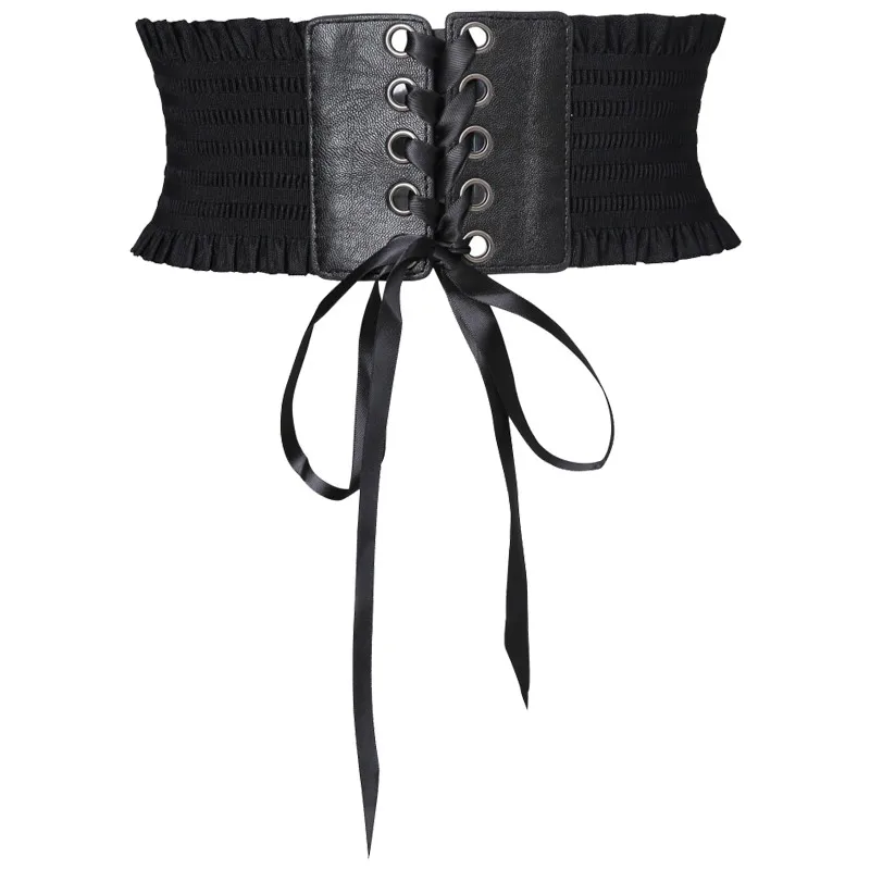 Cinturones anchos estilo gótico Steampunk Para Mujer, Correas Para Mujer, cinturón de corsé negro, accesorios elásticos de Lolita
