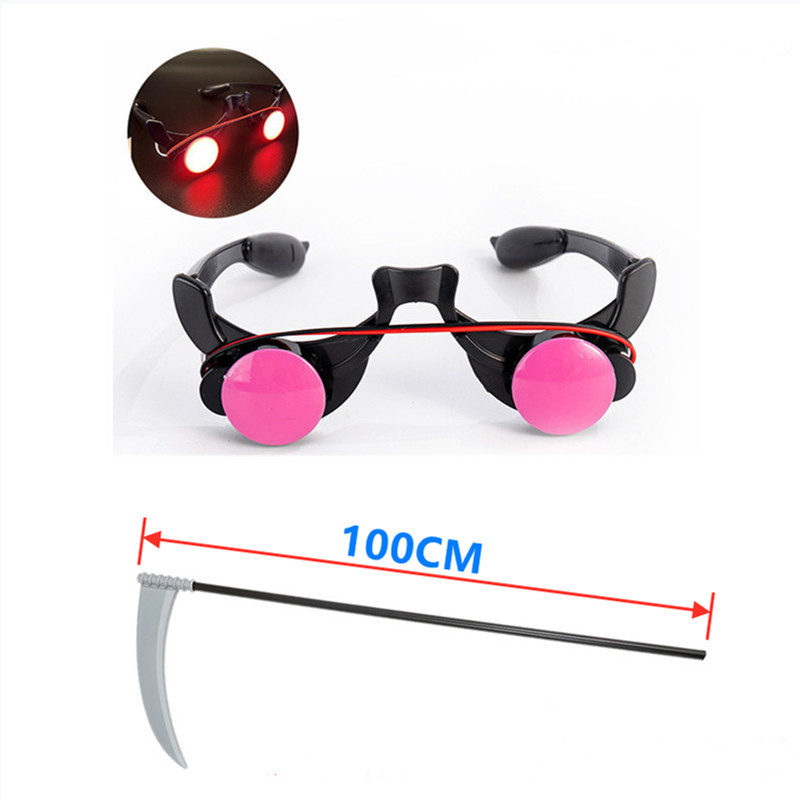 Child Black Red Devil Chain Costume Halloween Red Eye Grim Reaper Horror Play Costume Spooky Cos Robe Sickle Chain Gloves Props