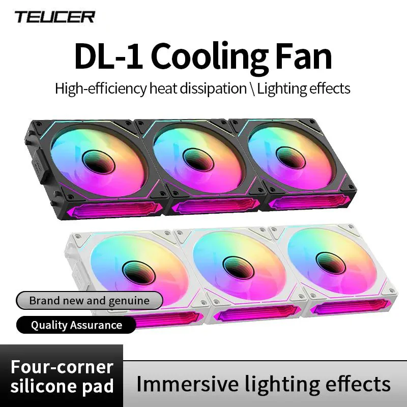 Teucer 12cm Ventilador de controle PWM silencioso 5V 3Pin ARGB com AURA SYNC 4Pin Chassis Fan para PC Case Refrigeração a água